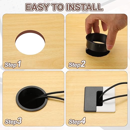 PATIKIL 2.8inch Desk Grommet, 6Pcs Cable Grommet Wire Management Cable Hole Cover Cord Organizer for Office Home Table Countertop, White Grey