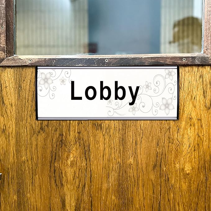 Set of 5 - Nameplate Holder for Wall Mount, 2.36'' x 8'' Curved Office Business Door Sign Holder-Silver