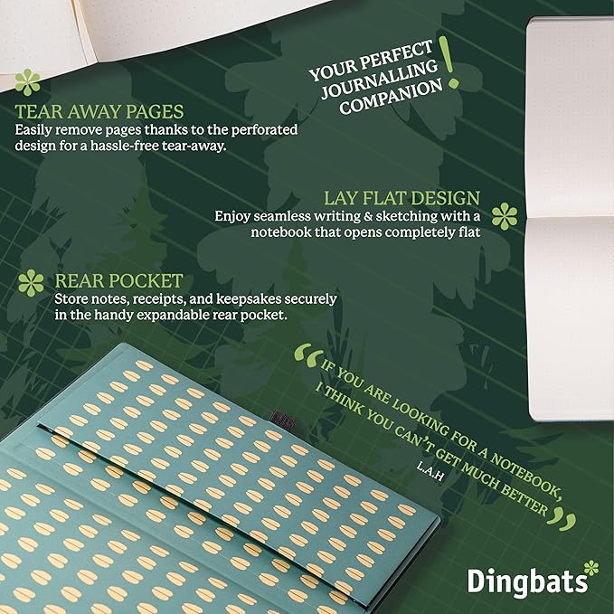 Dingbats* - Wildlife Plain Extra Large A4 Notebook - PU Leather Hardcover Journal for Work, Writing - Pocket, Elastic Closure, Pen Holder, Bookmark