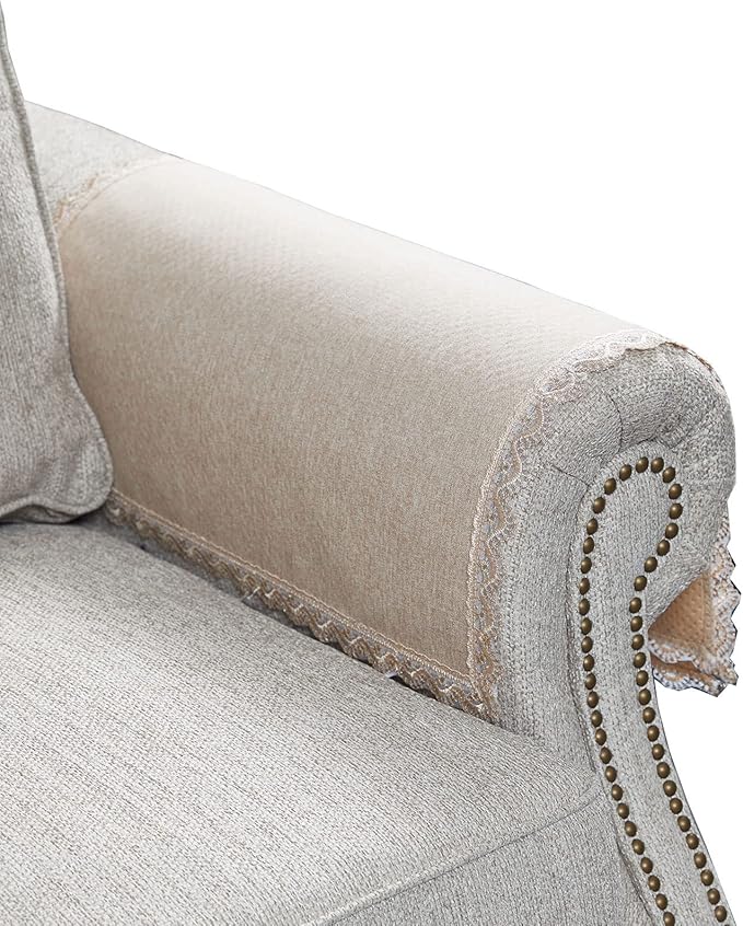 MINJIATEX Couch arm Covers,Non-Slip lace Sofa arm Covers Set of 2 Washable Sofa armrests Covers for Living Room Recliner Chair arm Cover Protectors for Leather Sofa armrest slipcover (MYS-Beige)