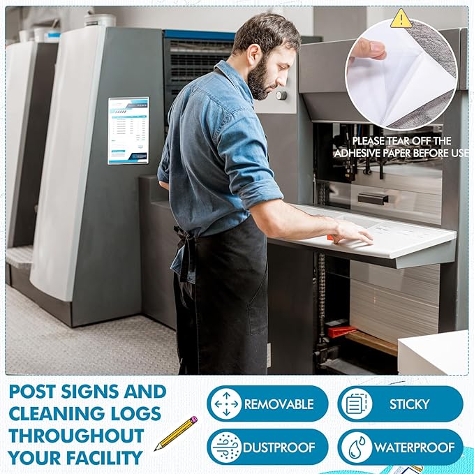 Outus Self Adhesive Shop Ticket Holders Clear Plastic Sleeves Adhesive Pockets Work Order Job Ticket Holders for Home Office Posting Signs