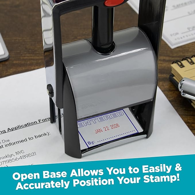 MaxMark Heavy Duty Self Inking Date Stamp with Phrase Completed - Black Ink