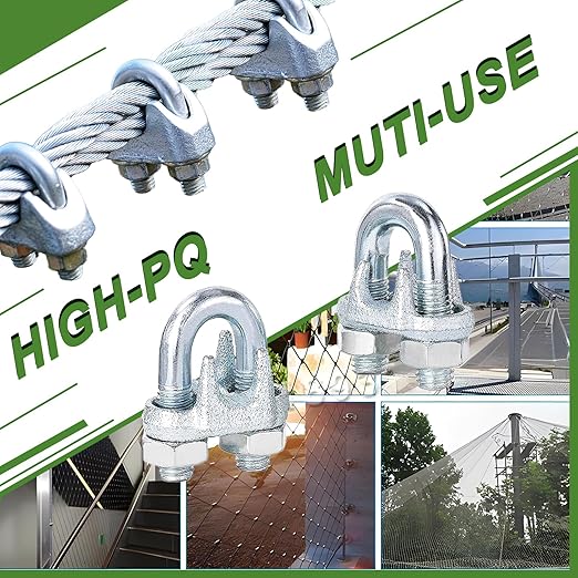 30PCS 1/4" Galvanized Zinc-Plated Wire Rope Cable Clamp Clips, M6 Wire Cable Clampswith U-Bolt Saddle Fasteners for Secure Rigging & Marine Use