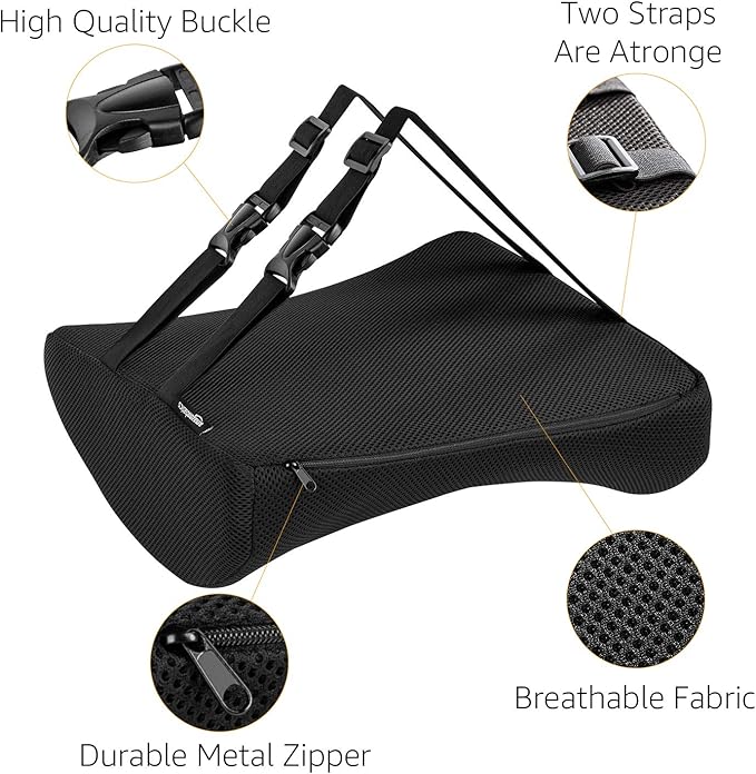 Amazon Basics Rectangular Comfortable Back Support Cushion for Office Chairs, Memory Foam, Black
