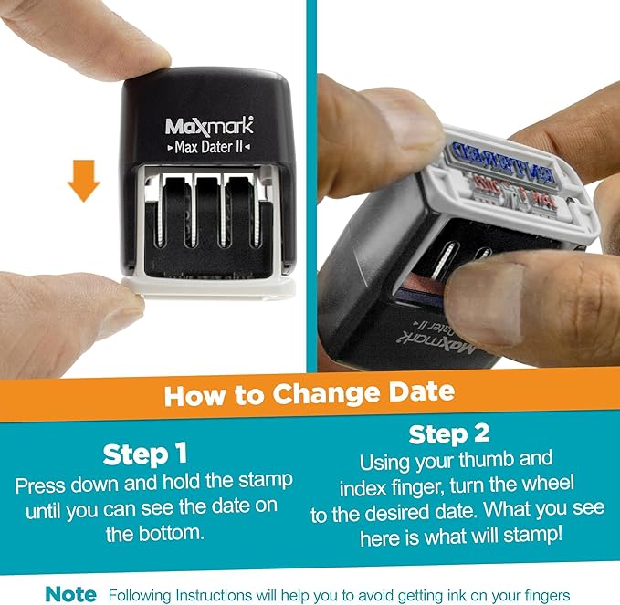 MaxMark Self-Inking Rubber Date Office Stamp with E-MAILED Phrase & Date - Blue Ink (Max Dater II), 12-Year Band