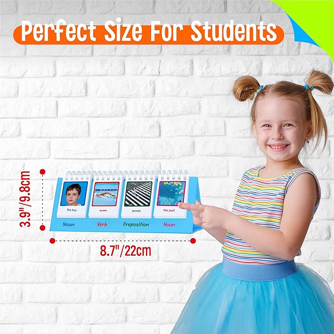 Sentence Flip Charts, 80 Double Sided Cards 40 Sentences, Learn Parts of Speech Who/What/Where Sentence Building Freestanding Flip Chart Educational Tool for Preschool Kindergarten 1st 2nd Grade