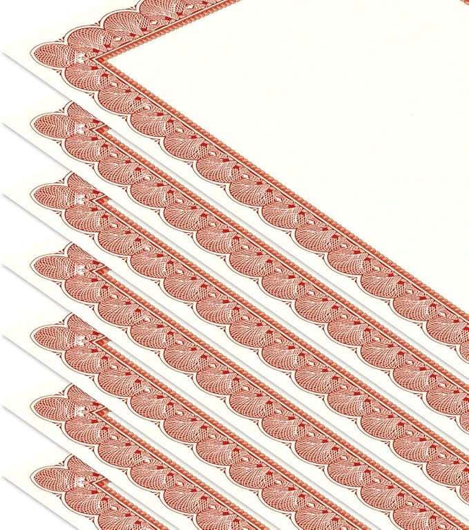 Elite Red & White Parchment Certificate Papers - Pack of 25, Laser & Inkjet Printer Compatible, for Office, Business Awards, Graduation, School Diplomas, 8-1/2" x 11" on 60 lb. Text Stock