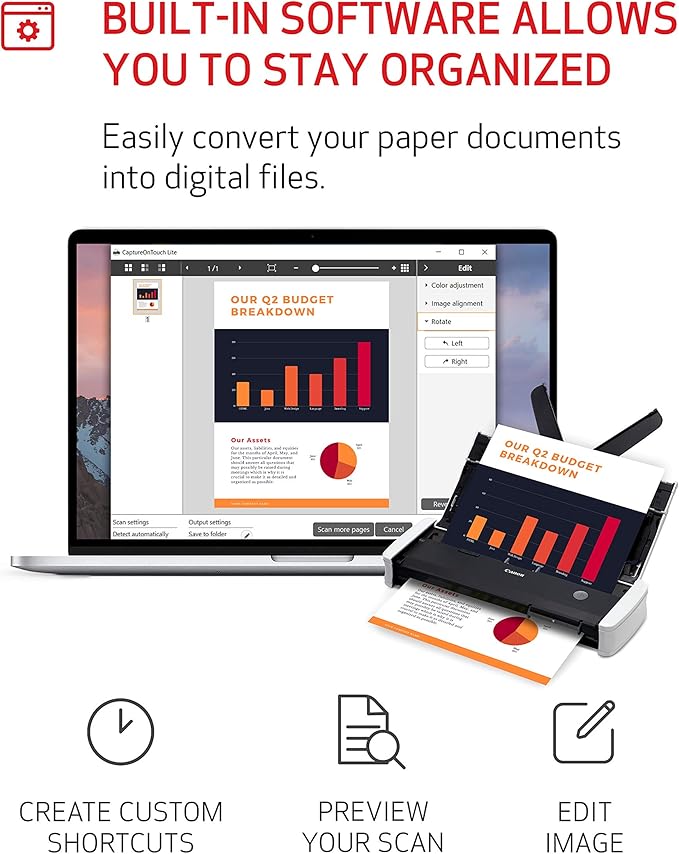 Canon imageFORMULA R10 - Portable Document Scanner, USB Powered, Duplex Scanning, Document Feeder, Easy Setup, Convenient, Perfect for Mobile Users