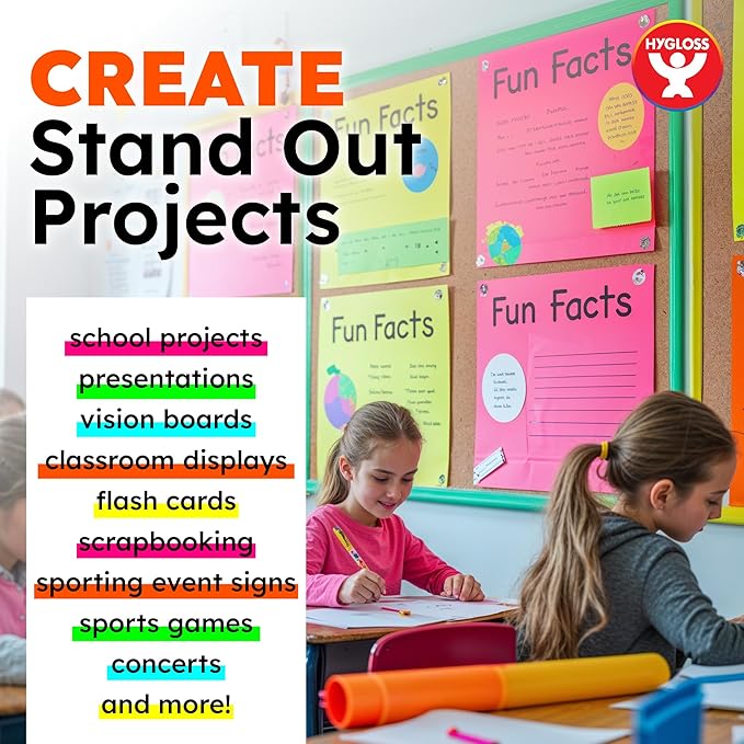 Hygloss Medium Poster Board 11x14 - 25 Neon Orange Single Color Poster Boards Bulk Pack - 10 Pt. Thickness Colored Poster Board Paper for Projects, Signs, Displays - Posterboard Multipack 11" x 14"