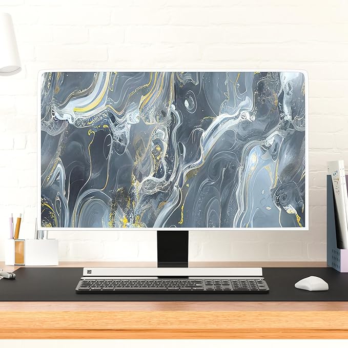 Baocicco Gray Gold Marble Waterproof 58, 59, 60 Inch TV Dust Cover Anti-Static Dustproof Protective Aesthetic Texture Screen TV Covers Full Body Cover for Television Screen Desktop PC LED LCD OLED