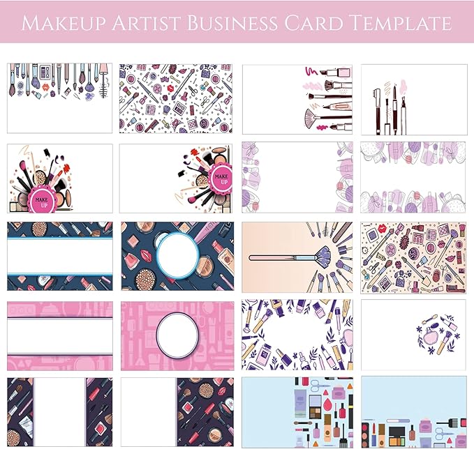 Custom Business Cards Personalized Business Cards for Small Business 300gsm Matte Paper Front & Back Sides Printed 3.5" x 2" - Makeup Artist Template
