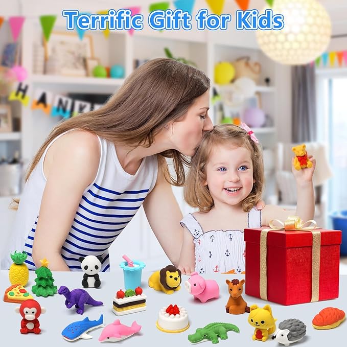 Animal Erasers for Kids 50 Pack Kid's Eraser Bulk Pull Apart Erasers 3D Puzzle Eraser Classroom Rewards and Prizes Class Treasure Box Kid Party Favors Back to School Supplies Gift