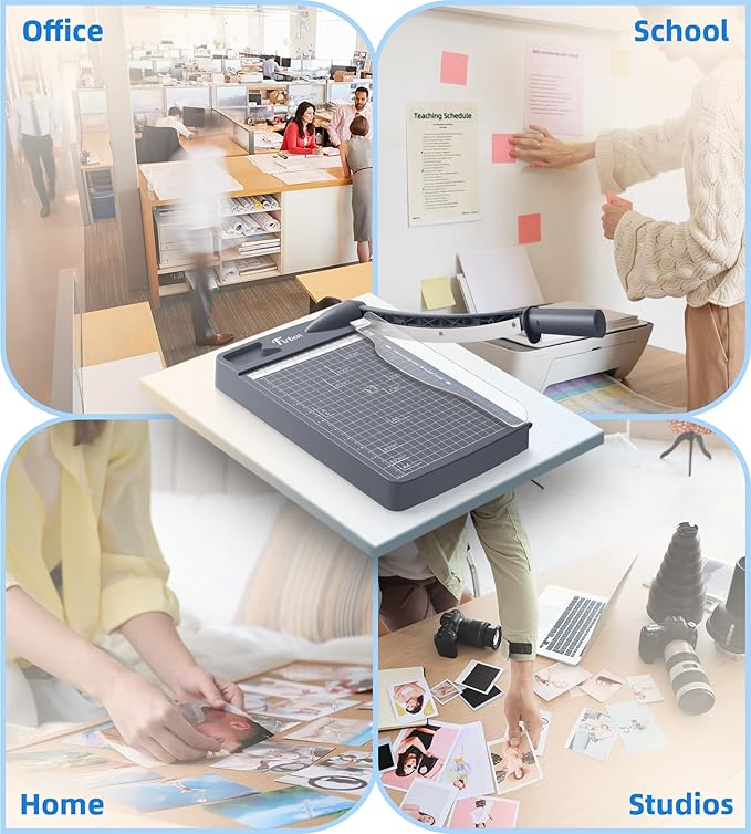 Firbon 12" Guillotine Paper Cutter, Heavy Duty 12-Sheet Capacity Trimmer for Cardstock, Photos, Scrapbooking, Office, Classroom, Studio (Gray)