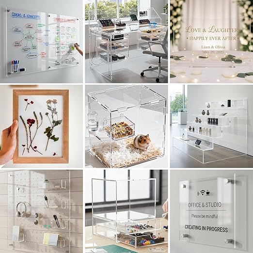 CALPALMY (2-Pack) 24x36 Inch Clear Acrylic Sheet - 1/4 Inch Thick Acrylic Plexiglass Panel for Laser Cutting, DIY Crafts, Signage, and Engraving Projects
