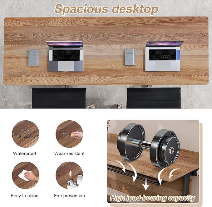 Conference Table Flip Top Mobile Conference Room Tables,Folding Conference Table with Wheels,Large Meeting Training Seminar Table Saving Space for Office Classroom(4B,47.2'')