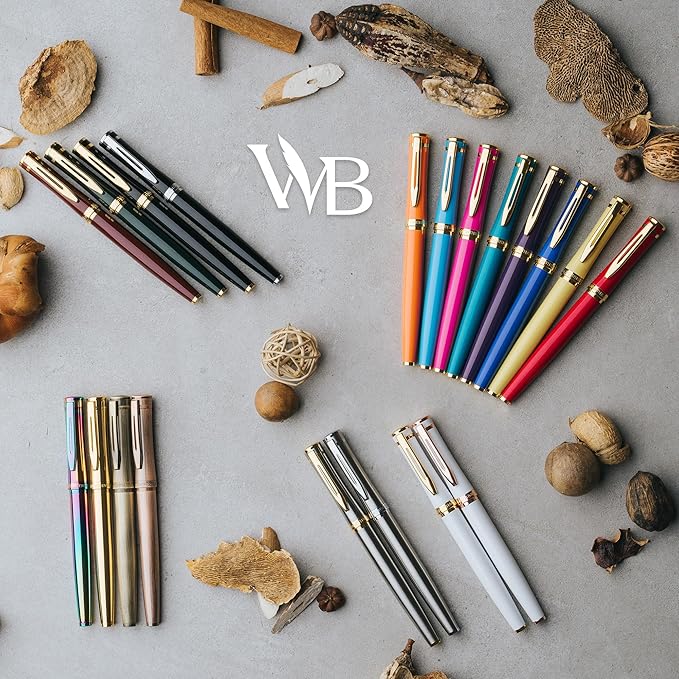 Wordsworth & Black Luxury Fountain Pen - Stunning Gold Pen, 24K Gold Finish,18K Gilded Nib (Medium), Ink Converter, Best Pen Gift Set for Men & Women, Professional, Executive, Office, Nice Pens
