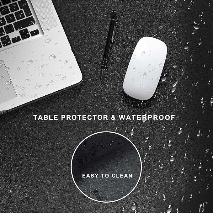 ZORESYN Extra Wide Office Desk Pad 74.8"x27.6", Waterproof PU Leather Desk Mat with Non-Slip Base, Large Writing Surface & Mouse Pad for Home Office, Black