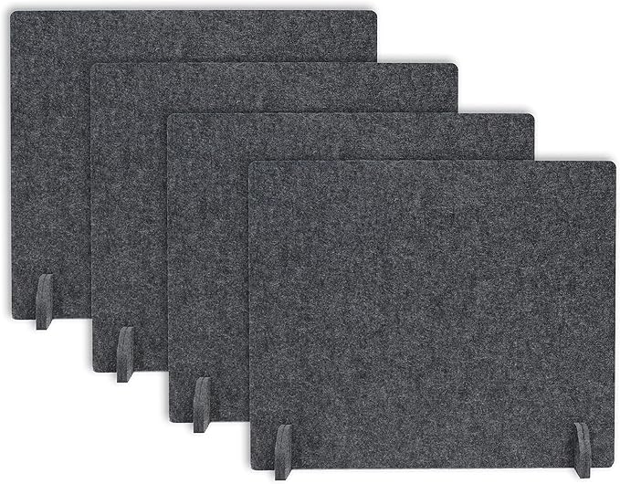 Planche Acoustic Freestanding Desk Divider - Noise Reducing Desk Privacy Panel - Library & Office Furniture Partition - Workstations Shield Barrier - Instant Wall Desk 20" H x 24" W (4 Pack, Shadow)