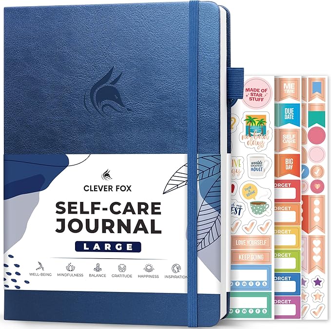 Clever Fox Self-Care Journal – Wellness & Daily Reflection Notebook – Mental Health & Personal Development – Self-Care, Meditation & Mood Journal for Women & Men – Large (Mystic Blue)