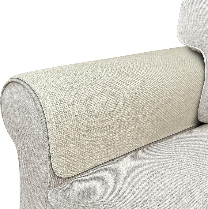 Couch Arm Covers, Waterproof Armrest Cover for Sofa, Armchair, Loveseat, Non-Slip Recliner Arm Cover, Sofa Arm Covers, Headrest Covers, Arm Chair Covers Set of 2 (Beige, 28"×24")